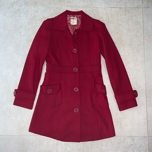 Anthropologie tulle red wool pea coat (XS)